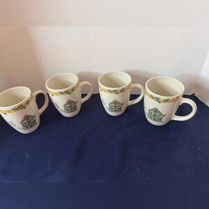 Set of Four Thompson Birdhouse Collection Coffee Mugs
